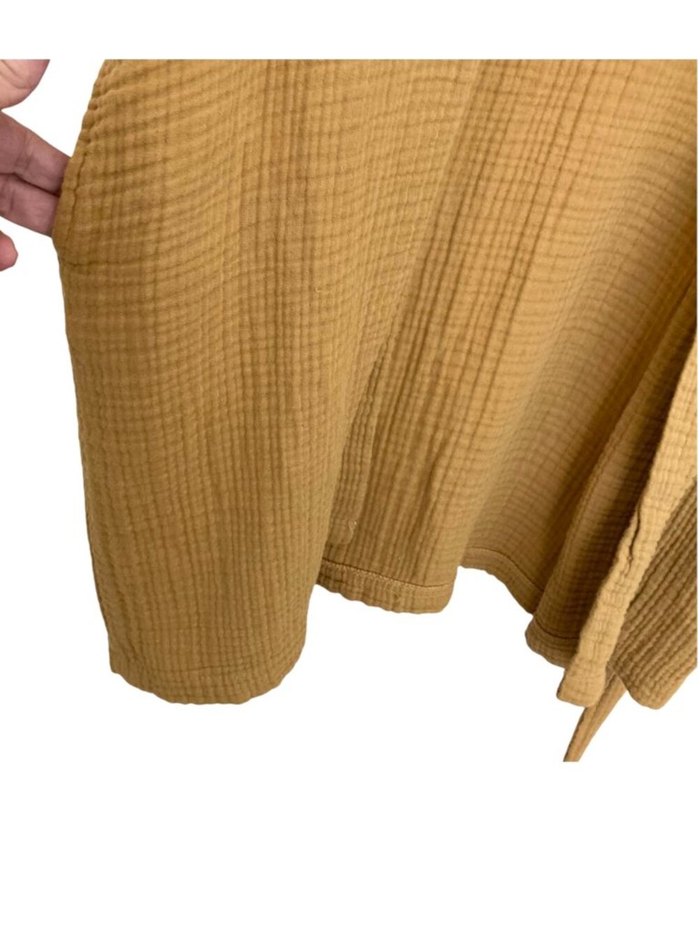 Parachute Cloud Robe Belted Cotton Gauze Knee Length Size S Gold Ochre - Picture 7 of 10